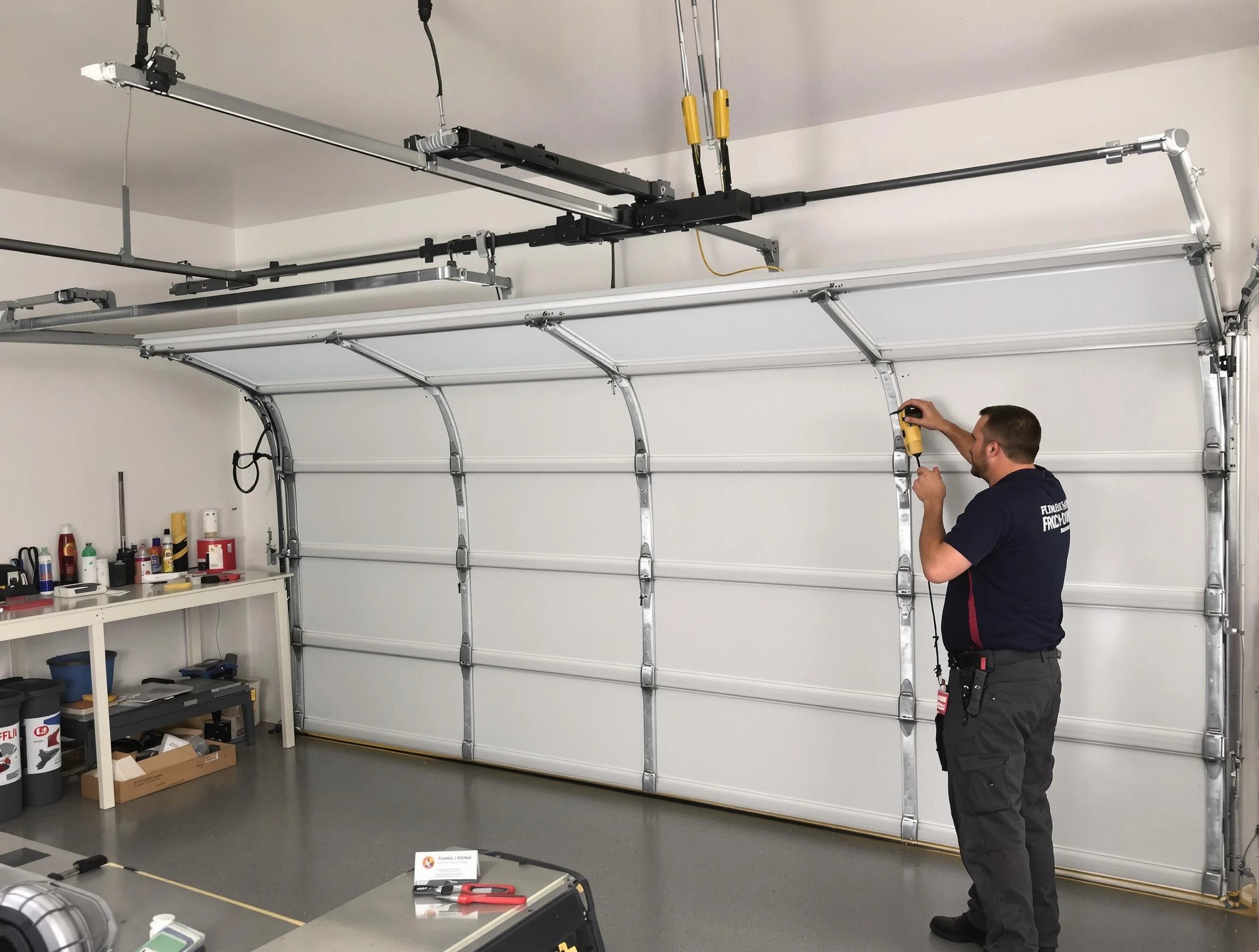 Franklin Park Garage Door Repair certified technician performing overhead door system repair in Franklin Park